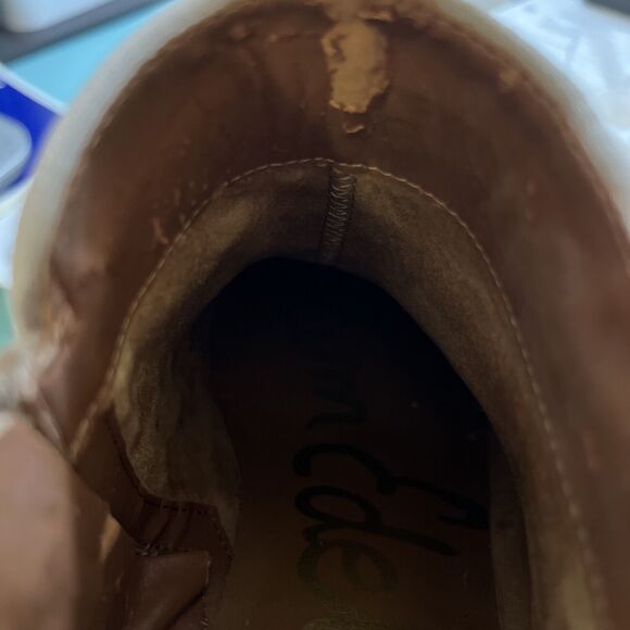 Sam Edelman Womens Petty Putty Beige Suede‎ Leather Zip Ankle Bootie sz 8.5 READ - Picture 8 of 9